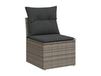 7-piece garden furniture set with cushions, grey woven resin TFTY31242
