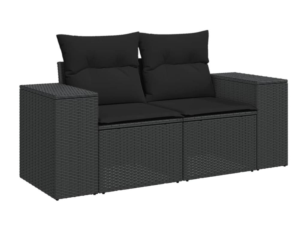 11-piece garden furniture set with cushions, black resin wicker TFKD65335