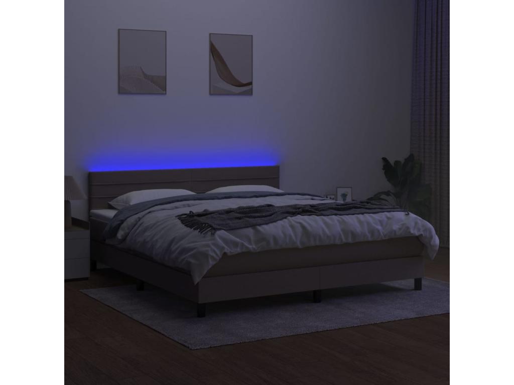 Cosymeub bed base and mattress with LED lighting, 160x200cm, Fabric QQFH87158