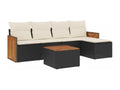 6-piece garden furniture set with cushions, black woven resin FMCZ24241