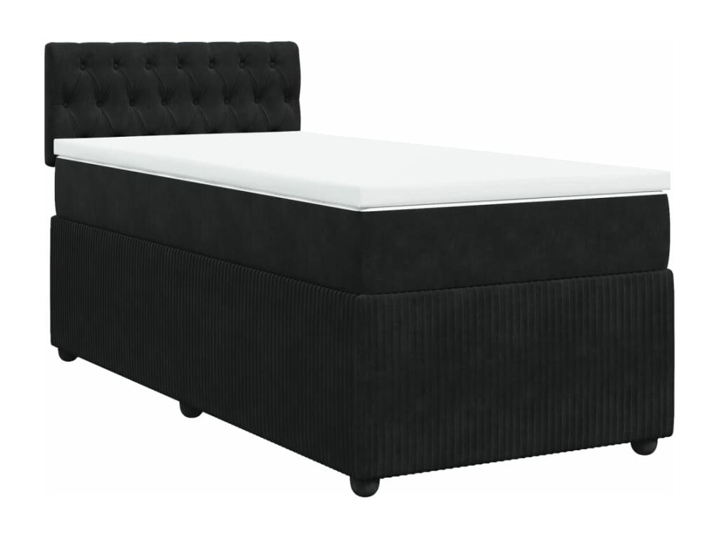 Luxameub bed base and mattress, black, 80x200 cm, velvet, SQZB92011