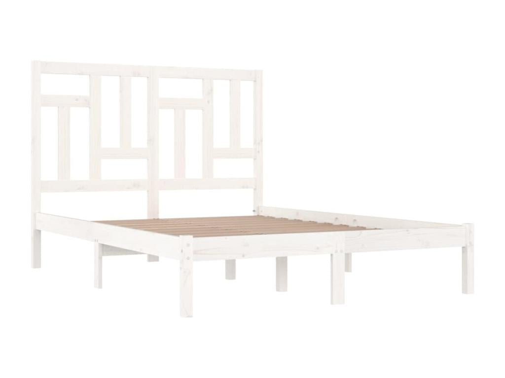Bed frame without mattress, white, 150x200 cm, solid pine wood, APQN57039