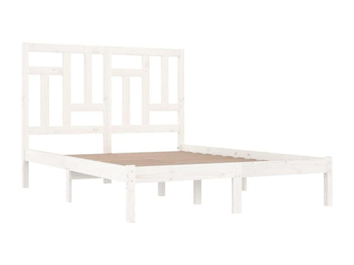 Bed frame without mattress, white, 150x200 cm, solid pine wood, APQN57039