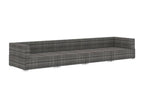 4-piece garden furniture set with cushions, grey wicker resin, DOAX17945