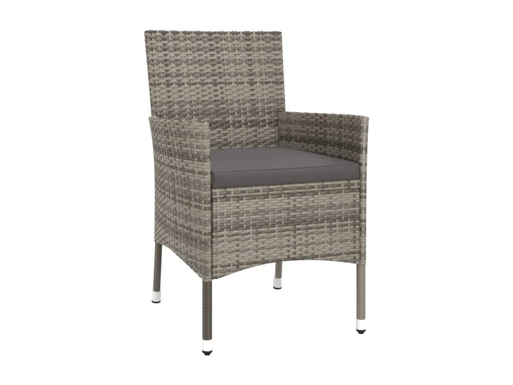 Luxameub 3-piece garden furniture set with grey poly rattan cushions GNIG43997