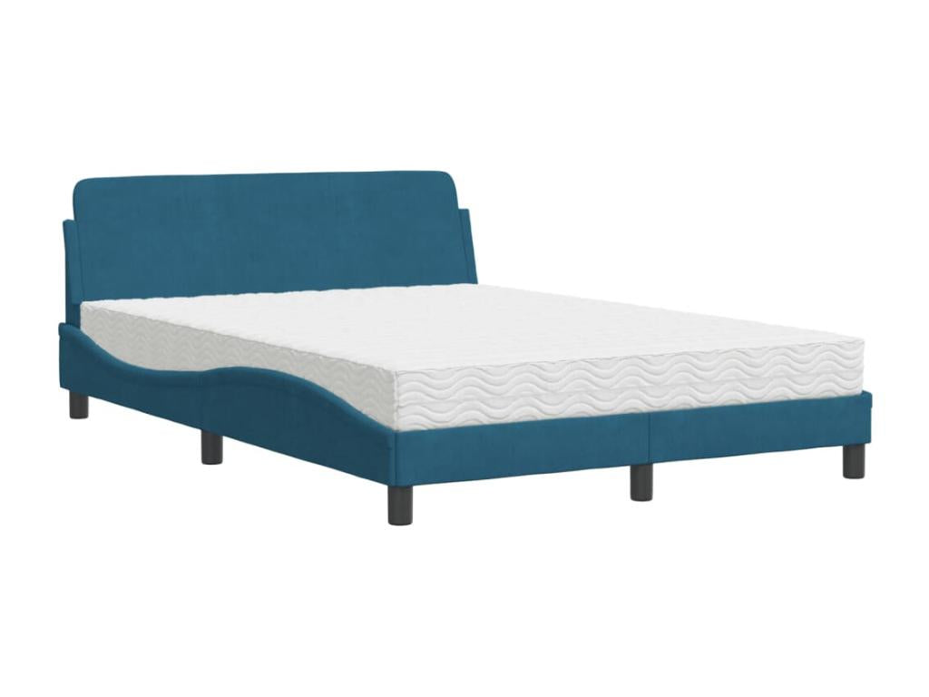 Bed with blue mattress 140x190 cm velvet LHCN37120