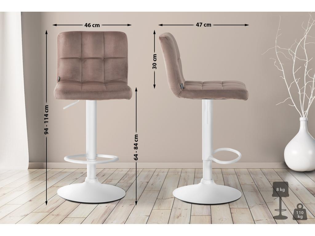 Bar stool - Velvet / White - Brown - Luxameub MTCE20523