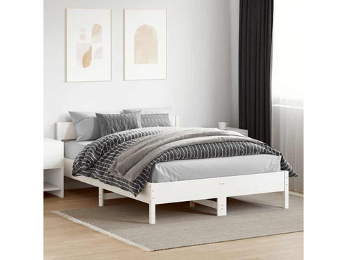 Bed frame without mattress, white, 150x200 cm, solid pine wood, DJGQ76311