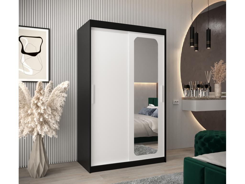 Cosymeub T2 Sliding Door Wardrobe 200/120/62 2 Doors Black/White LSTH14732