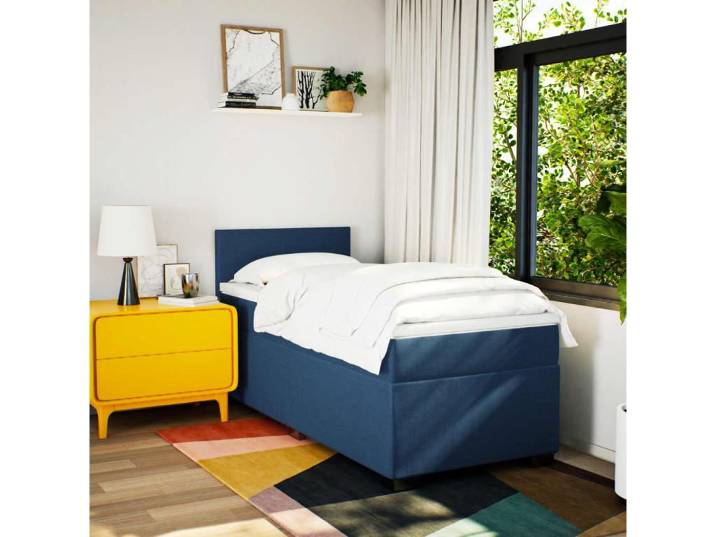Luxameub bed base with mattress, blue, 100x200 cm, fabric AVUB55510