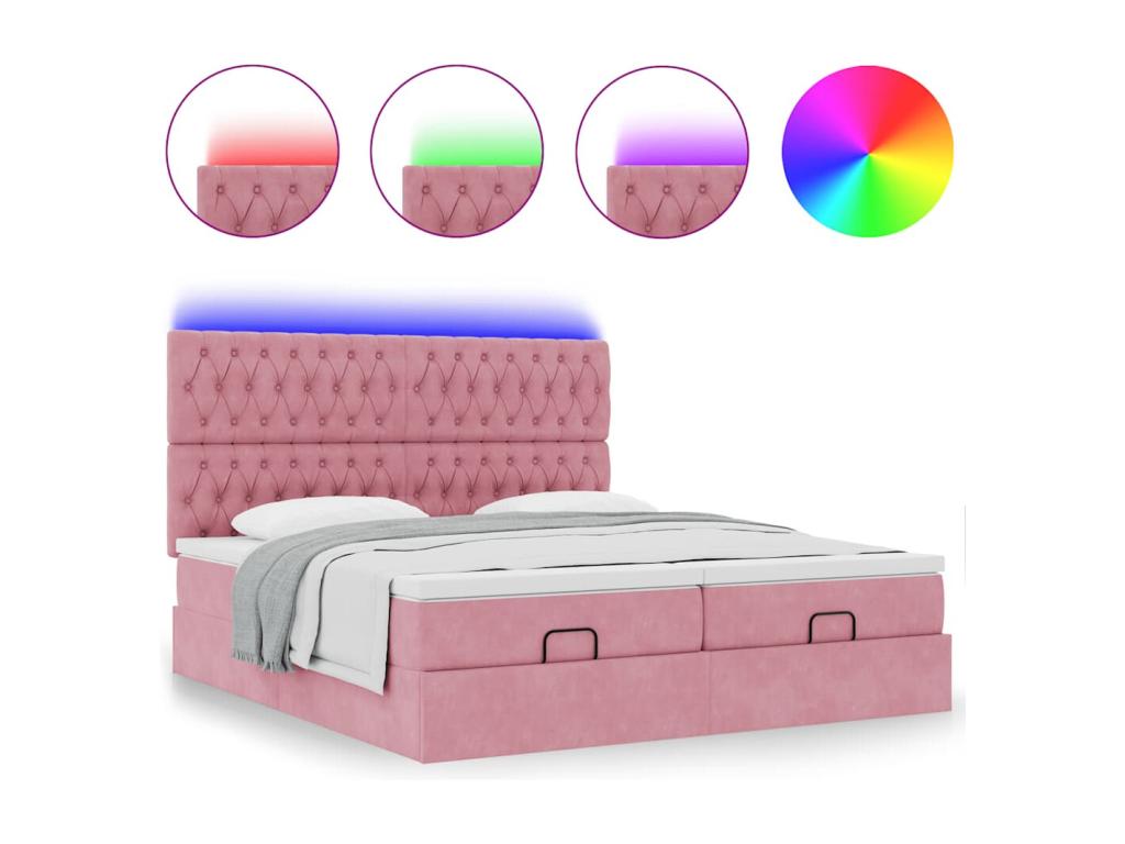 PINPAI bed frame with pink velvet mattress 160x200 cm DCQT52190