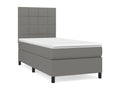 Upholstered bed base with mattress, dark grey, 90x200 cm, fabric IXAD72807