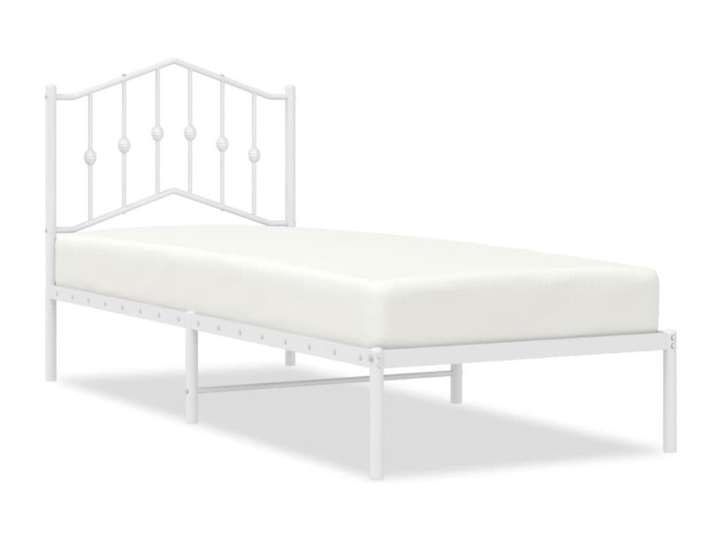 Metal bed frame without mattress with white headboard 80x200cm BPJG80886