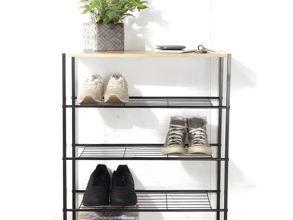 5-Tier Black Metal Shoe Rack QIKW86837