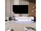 TV stand with 2 drawers and 2 glass shelves, lower panels with dimmable LED lighting, PINPAI load capacity 50kg, 170x36x38cm, White PNVV62608