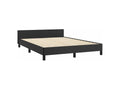 Bed frame with headboard, black, 140x190 cm, faux leather, EFTS42499