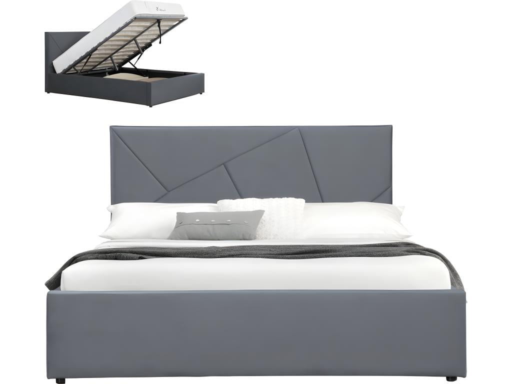Luxameub velvet storage bed - Grey velvet - 160x200 cm RSQA45764
