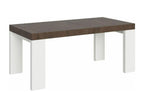 Extendable rectangular table in walnut and white wood, 180 to 440cm, Luxameub - Support with 4 legs BINN11212