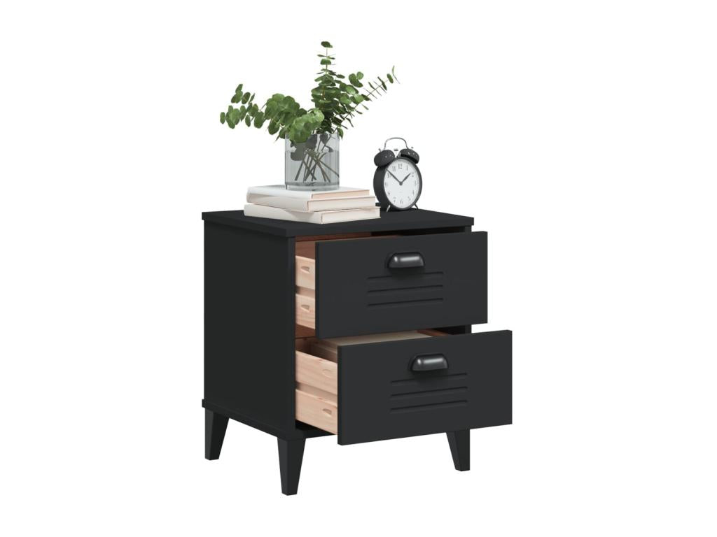 Luxameub black bedside table in solid pine wood FZKY86585