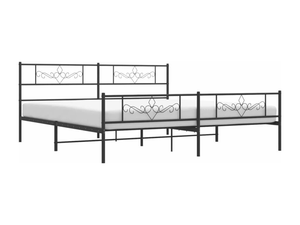 Black metal bed frame with headboard/footboard, 180x200 cm, SGAH63518