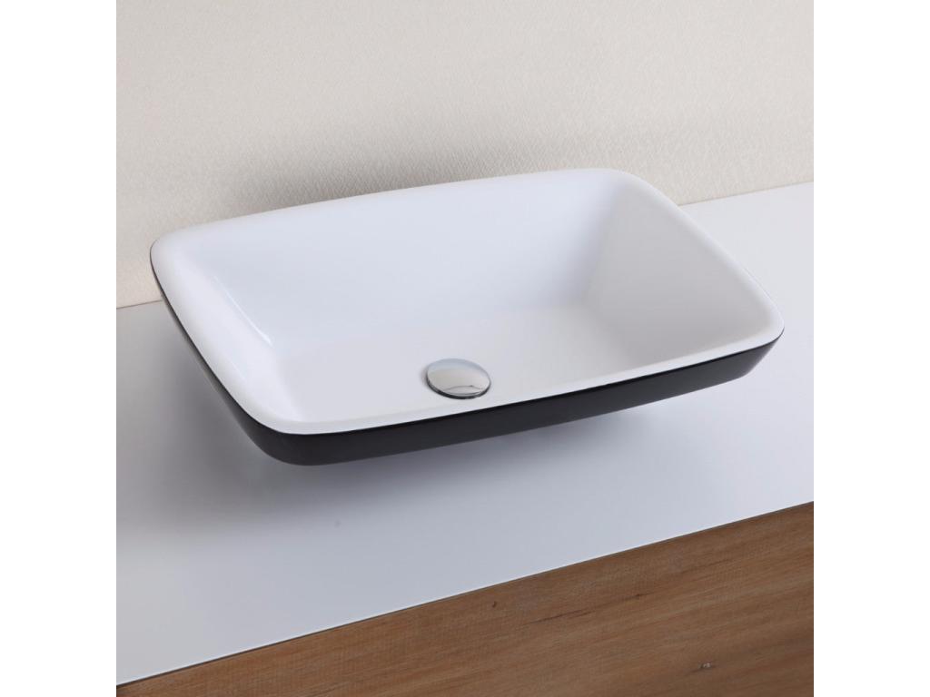 Black and white countertop washbasin in synthetic marble, Luxameub 60x42 cm HRMI78825