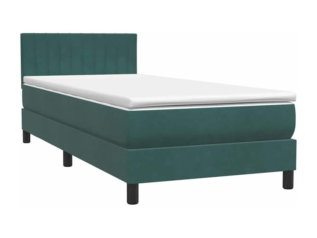 Luxameub bed base and dark green 90x220 cm velvet mattress PIUY14485