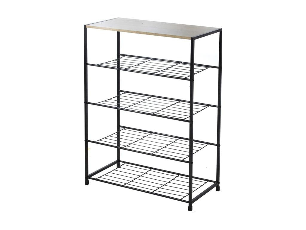 5-Tier Black Metal Shoe Rack QIKW86837