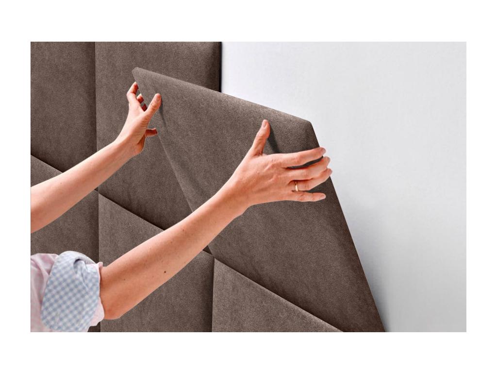 Luxameub PINPAI fabric upholstered headboard composed of interchangeable self-adhesive bed panels for luxury bedroom, Brown, 110 cm XDEG11077