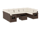 10-piece garden furniture set with brown resin wicker cushions BVSS44930