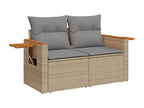 6-piece beige resin wicker garden furniture set with cushions SQSO30080