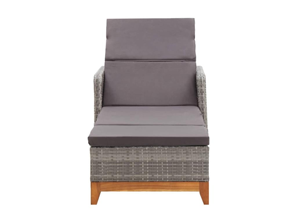 Cosymeub Solid Wood and Woven Resin Chaise Lounge, Grey, UHYW92859