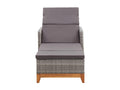 Cosymeub Solid Wood and Woven Resin Chaise Lounge, Grey, UHYW92859
