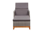 Cosymeub Solid Wood and Woven Resin Chaise Lounge, Grey, UHYW92859
