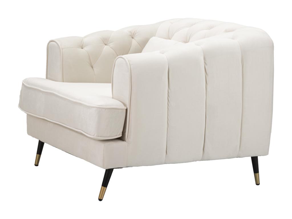 Beige polyester armchair with wood and metal legs, 93x86x71 cm, DSLE06014