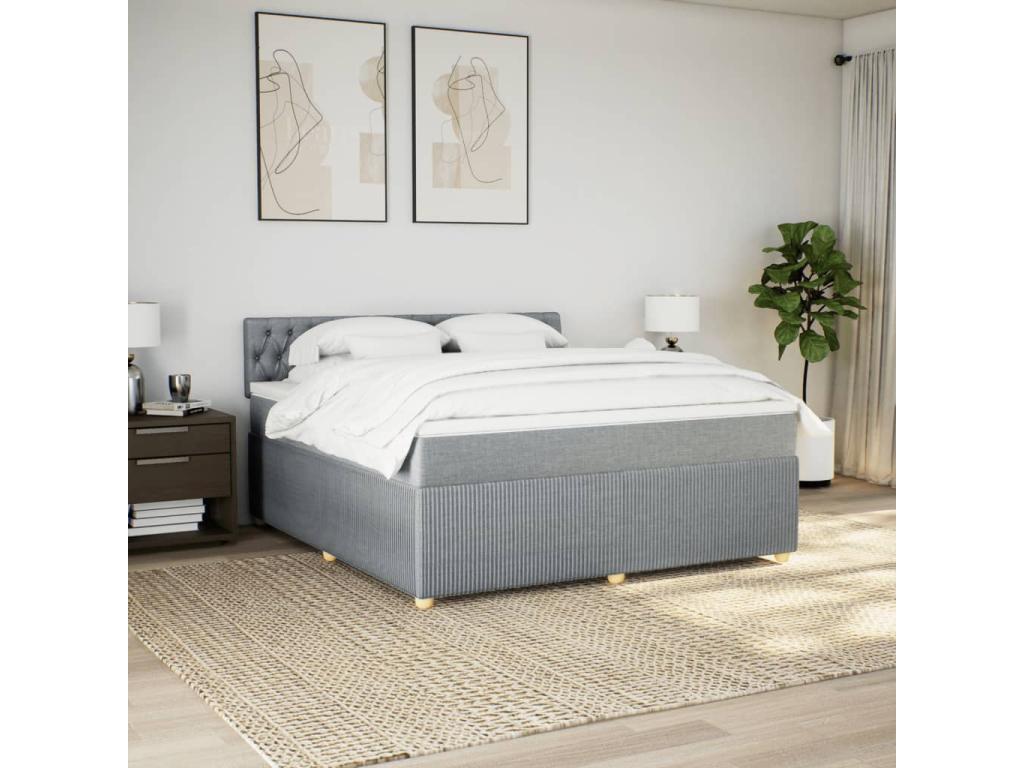 Luxameub bed base with light grey mattress 180x200cm Fabric VVAX61002