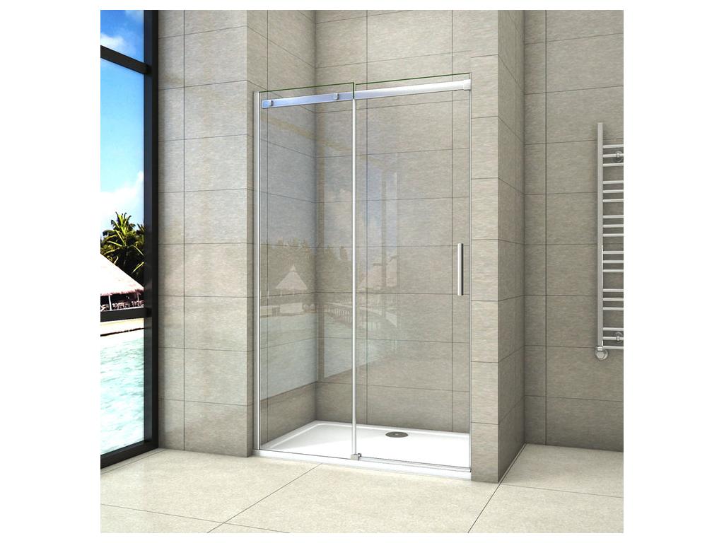 Sliding shower door 160x195cm, alcove installation, 8mm anti-limescale safety glass, chrome profile BVCQ65111