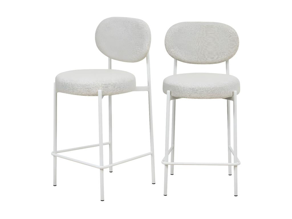Luxameub - Set of 2 PINPAI fabric bar stools with white legs - Ecru JQZI20471