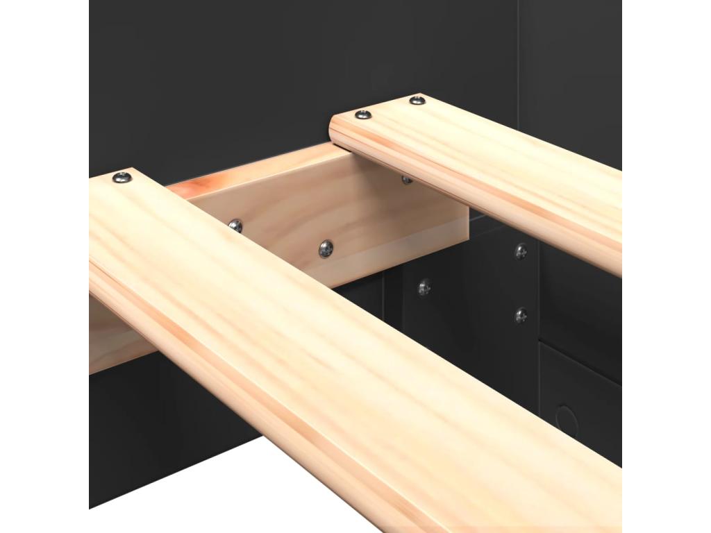 Black engineered wood bed frame without mattress 90x190 cm