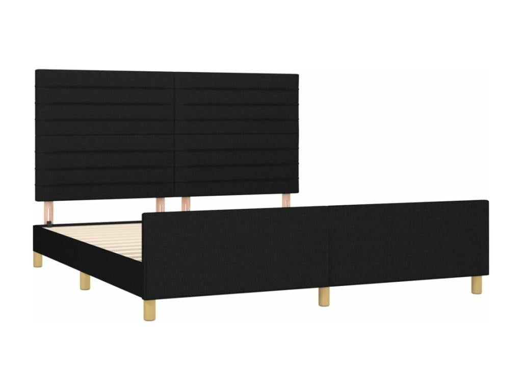 Bed frame with headboard, black, 180x200 cm, fabric, AKUD13889