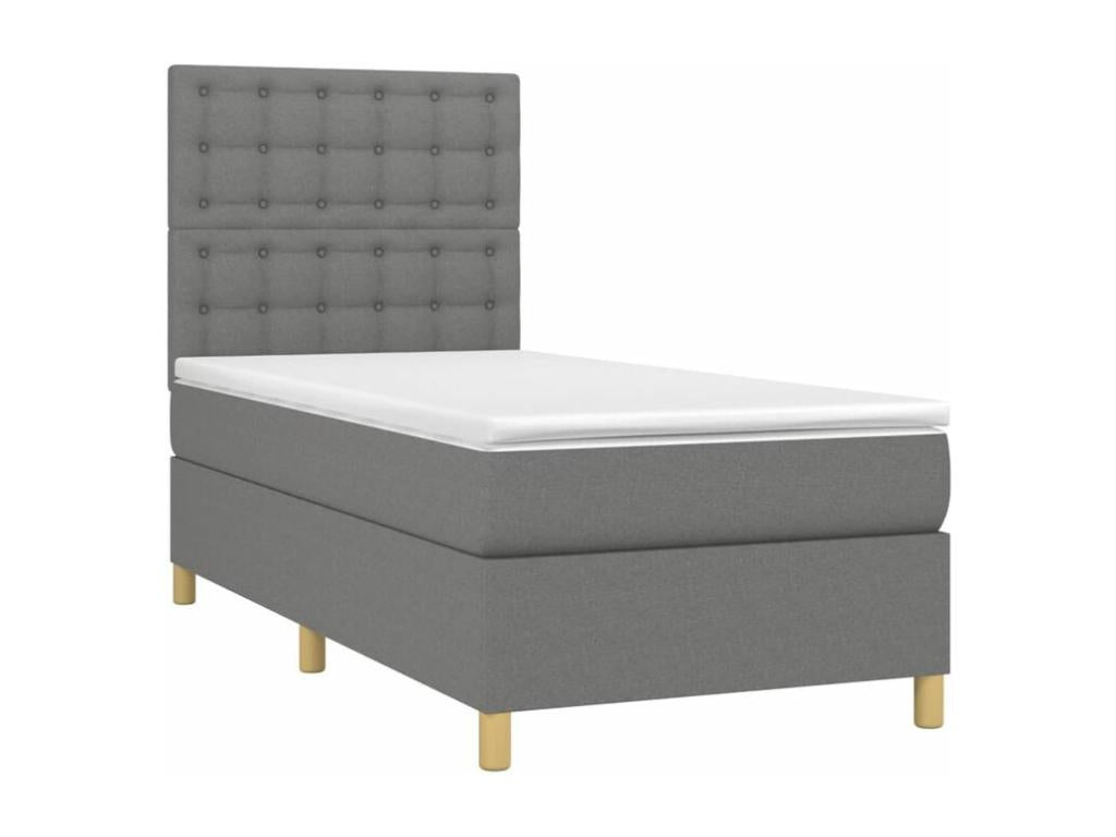 Luxameub bed base with mattress, Dark Grey 90x200 Fabric YQNY11199