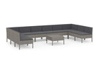 11-piece garden furniture set with cushions, grey wicker resin XAWX61985
