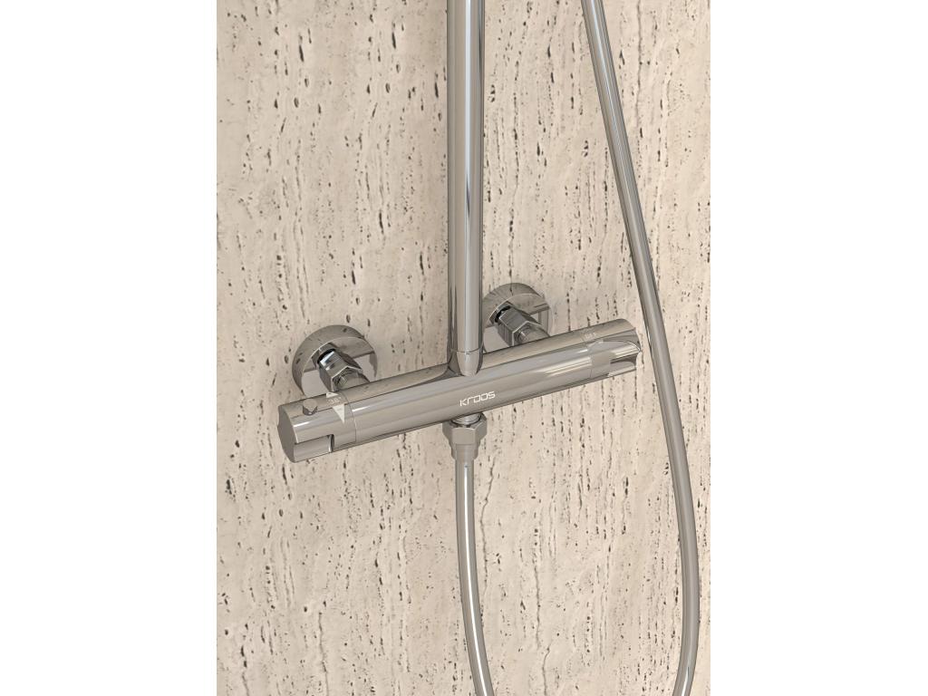 Round thermostatic shower column, chrome - Luxameub QJLZ19542