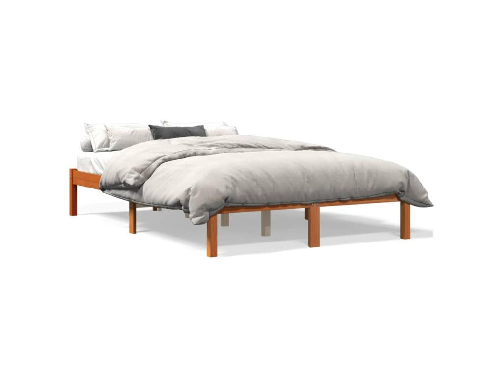 Bed frame without mattress brown wax 140x200cm solid pine wood YUSE23052