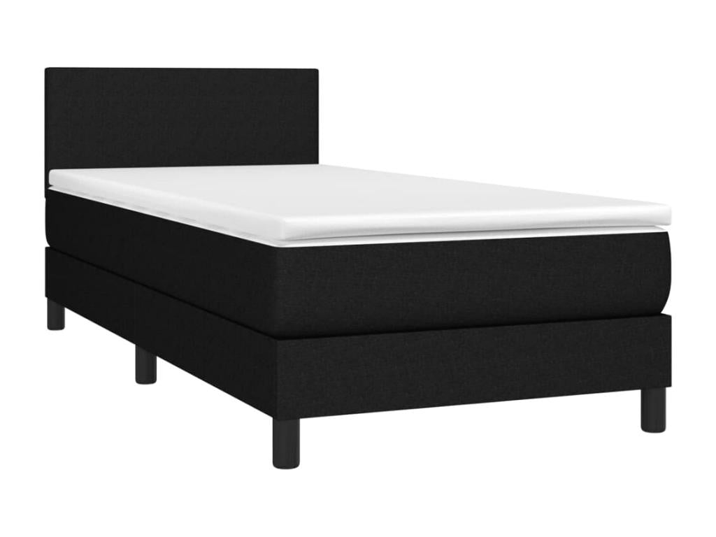 Upholstered bed base with mattress and LED lighting, black, 80x200cm, fabric RCQO30791