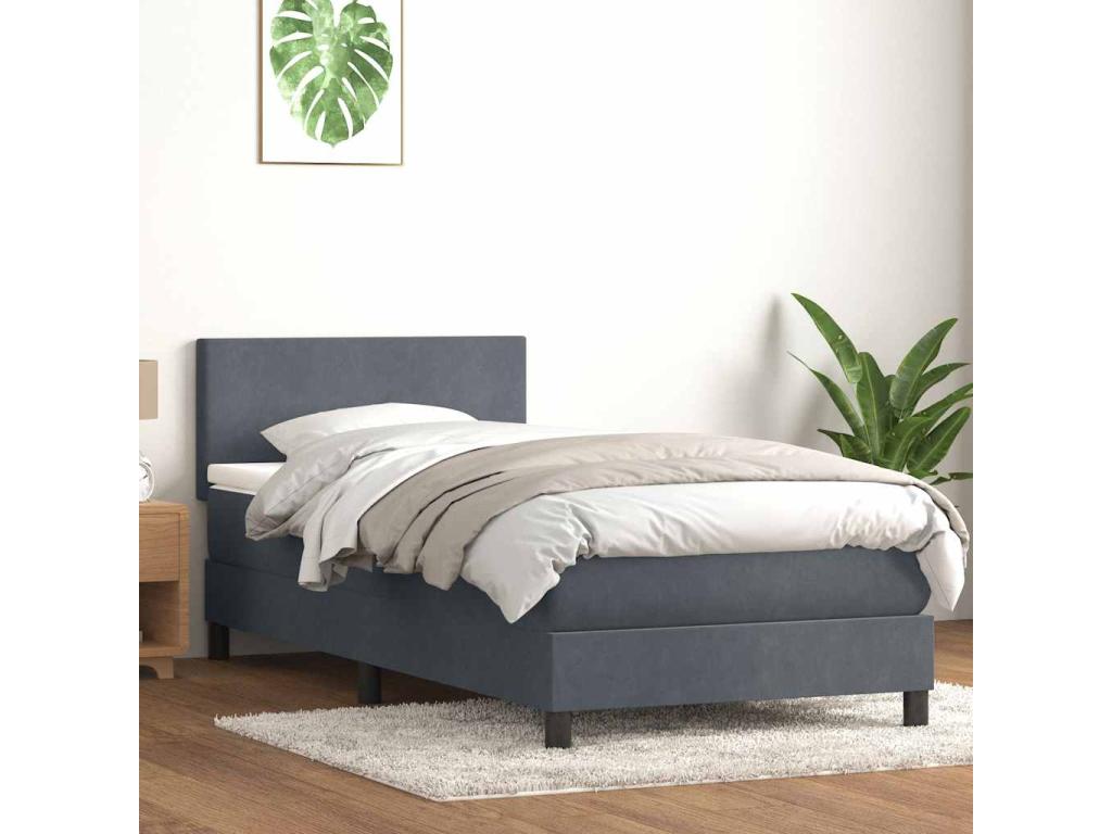 Luxameub bed base and dark grey 90x210 cm velvet mattress NBEQ10234