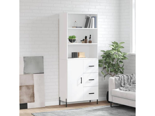 White Highboard 69.5x34x180 cm Engineered Wood YEGK14169