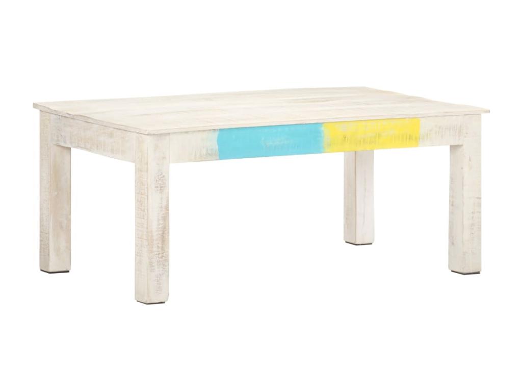 White coffee table 110x60x45 cm Solid mango wood WPRP64258