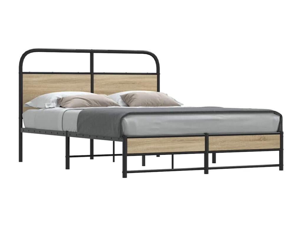 Bed frame without mattress 135x190 cm smoked oak engineered wood DGKV93832