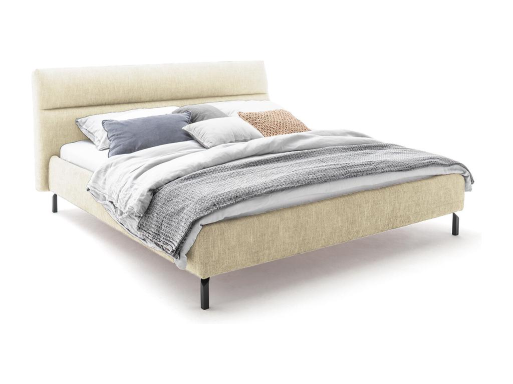 Bed - cream white woven fabric - Luxameub VXVM19225