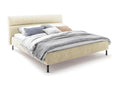 Bed - cream white woven fabric - Luxameub VXVM19225